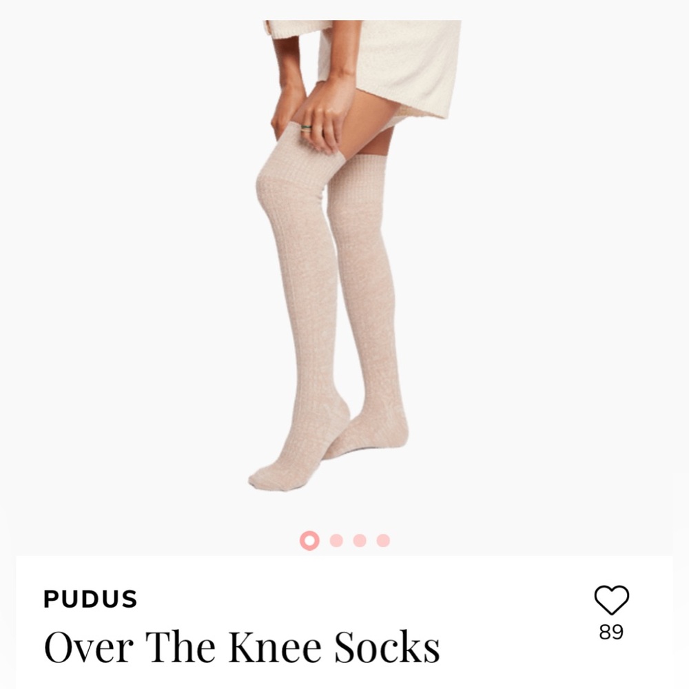Brand New Pudus Beige Over The Knee Sweater Socks